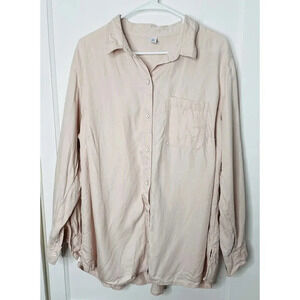 Old Navy Button Up Shirt Sz 2X Womens Lyocell Pink Long Sleeve Collared Pocket